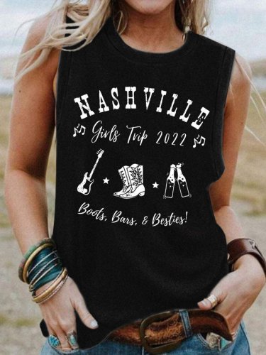 Nashville Girl's Trip Casual Crew Neck Loosen Knit Tank
