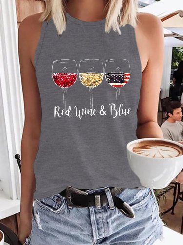 Red Wine Blue Independence Day Patriotic Tank Top