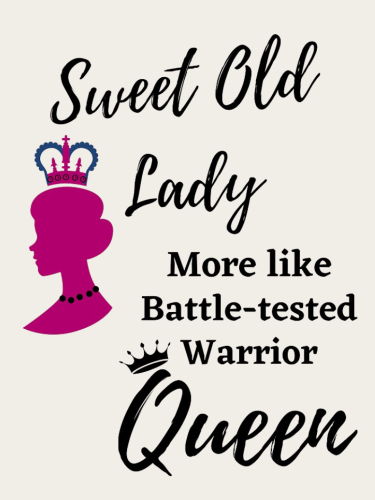 Sweet Old Lady More Like Battle Tasted Warrior Queen Letter Print Extra Large Drop Shoulder Knitting Long Sleeve V Neck Sweatshirt