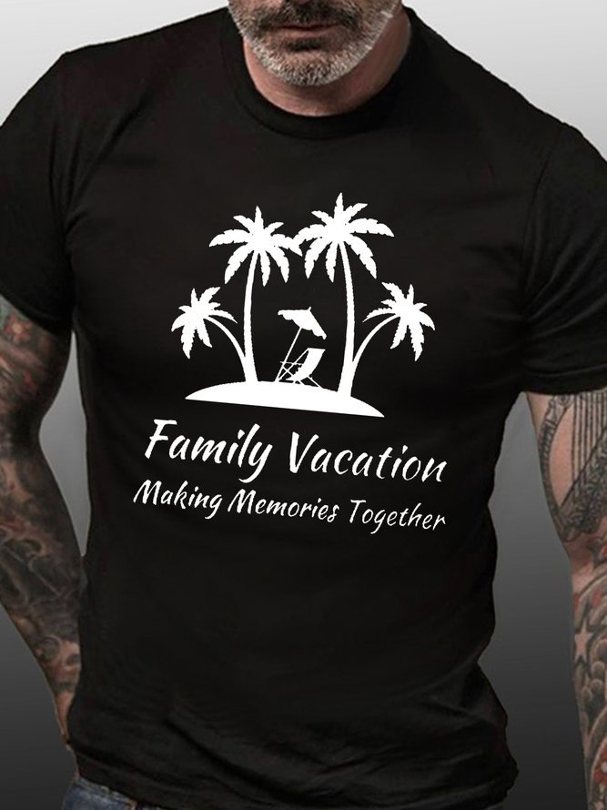 Vacation Family Making Memories Together Vintage Short Sleeve Crew Neck Short Sleeve T-Shirt