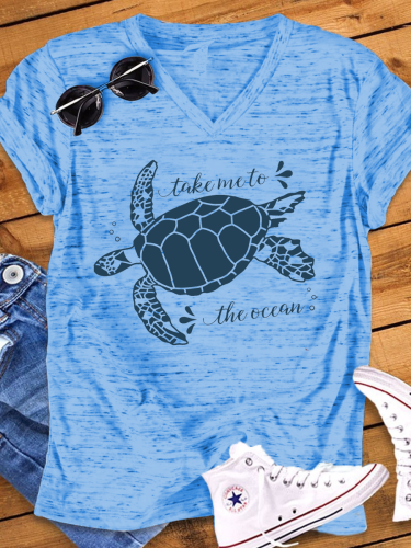 Take Me To The Ocean Print Shirt V-Neck Family Cruise Trip T Shirt