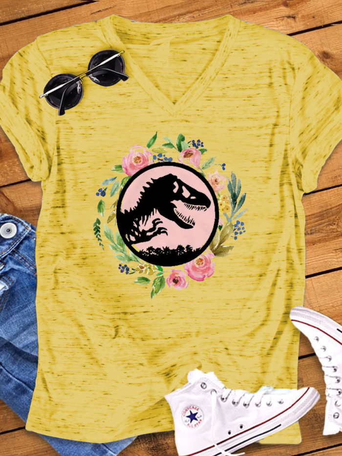 Don't Mess With Jurasskicked Print V-Neck T-Shirt