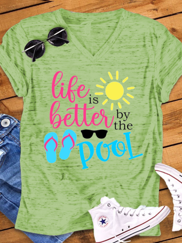 Life Is Better By The Pool Shirt V-Neck Family Cruise Trip T Shirt
