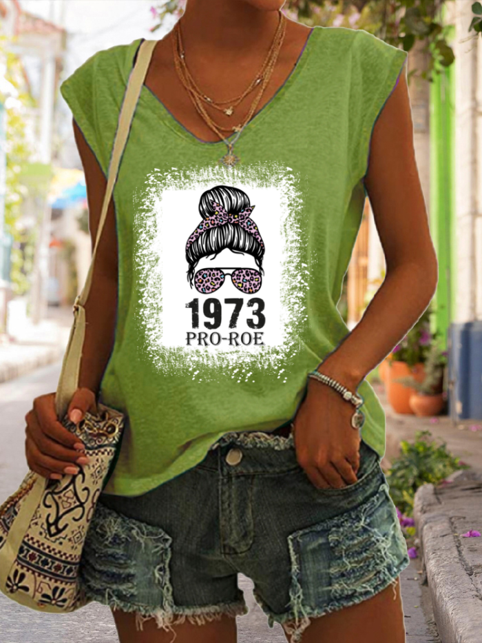 Pro 1973 Roe Shirt Roe V Wade 1973 Shirt Women Graphic Tee For Abortion 2022 Women's V Neck Cap Sleeve Tank