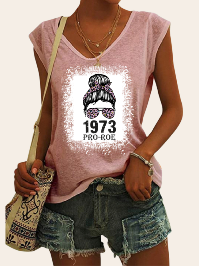 Pro 1973 Roe Shirt Roe V Wade 1973 Shirt Women Graphic Tee For Abortion 2022 Women's V Neck Cap Sleeve Tank