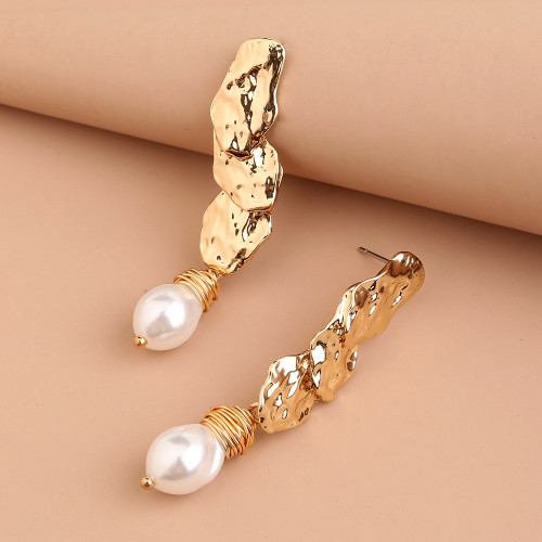 Fashion Brand Long Cover Earlobe Hand Wound Pearl Earrings Earrings Metal Versatile Earrings