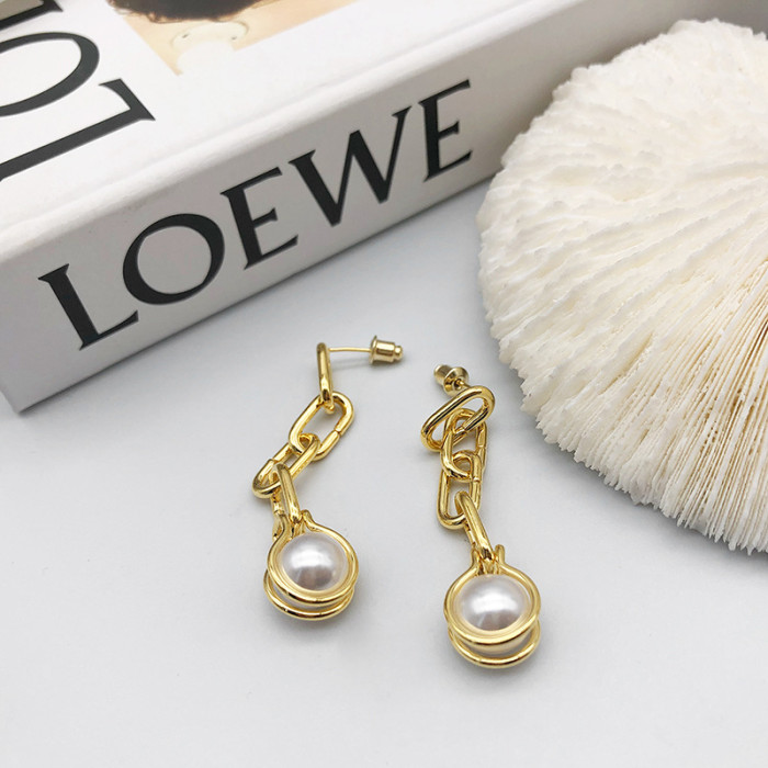Pearl earrings female exaggerated joint circle earrings multi-section earrings design sense ins niche ear jewelry