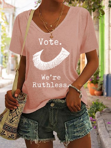 Women's Rights  Vote We'Re Ruthless  Rbg T-Shirt Cotton-Blend 10 Colors True To Size V Neck Short Sleeve T Shirt