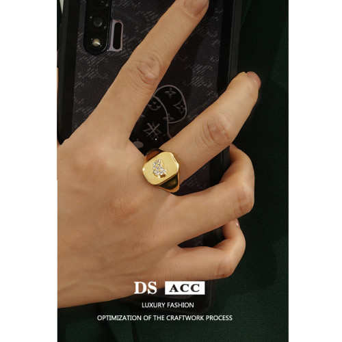 Square Brand Love Ring Women Set With Zircon Simple Fashion Niche Design Versatile Index Finger Ring