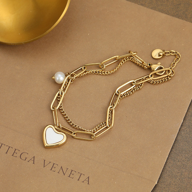 Love Bracelet Women'S Fashion 18K Gold-Plated Titanium Steel Double-Layer Niche Design Light Luxury Style Jewelry