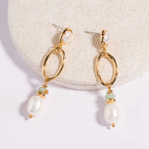 Hot Selling Jewelry Retro Natural Rice Beads Pendant Earrings Style Long Personalized Earrings Earrings Women