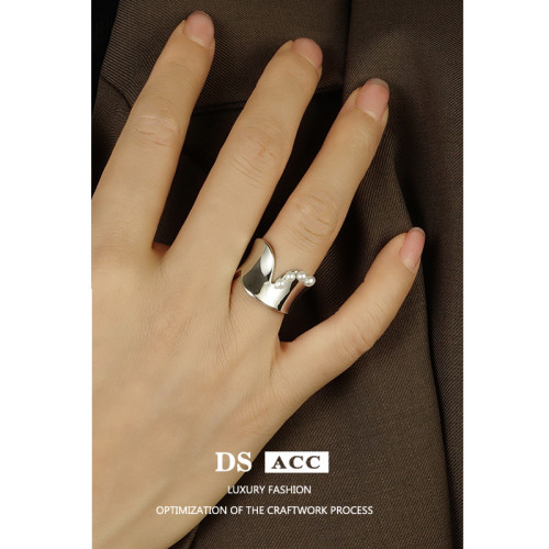 Pearl Ring Women Cool Wind Niche Design Personalized Adjustable Index Finger Ring
