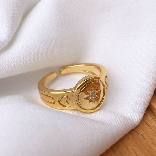 Star Ring Women Set With Zircon Opening Women Ring Retro Niche Retro Elegant Personality Simple Cool Style