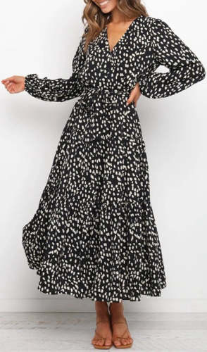 Leopard Print Long Sleeve Dress