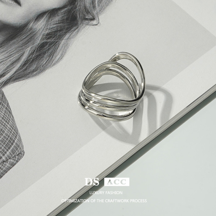 Three Layer Ring Women Personality Niche Design Cool Wind Lovers Fashion Jewelry