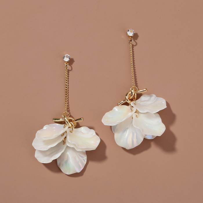 Popular Earrings Accessories Style Resin Flowers Long Tassel Earrings Niche Design Jewelry Women