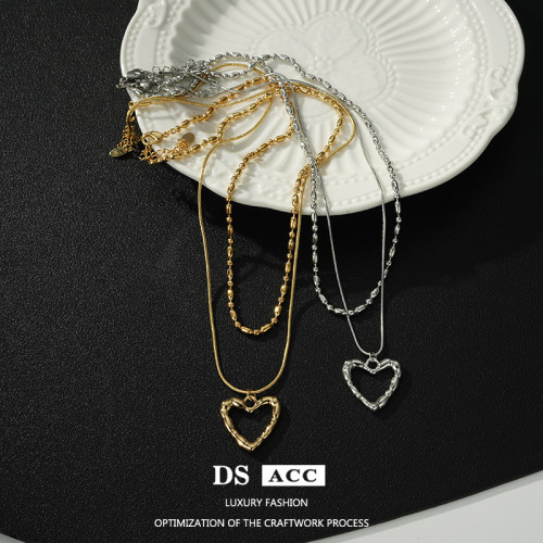 Love Necklace Women Personality Fashion Double Layered Strap Pendant Style Simple And Versatile Clavicle Chain