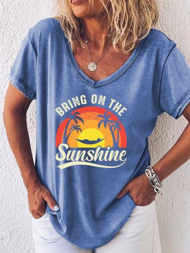 Bring To The Sunshine V-Neck Loose Tee T-Shirts Top