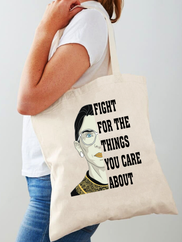 Eco-friendly Canvas Bag With Letter Print Fight For the Things You Care About, Big Size 40CM-36CM