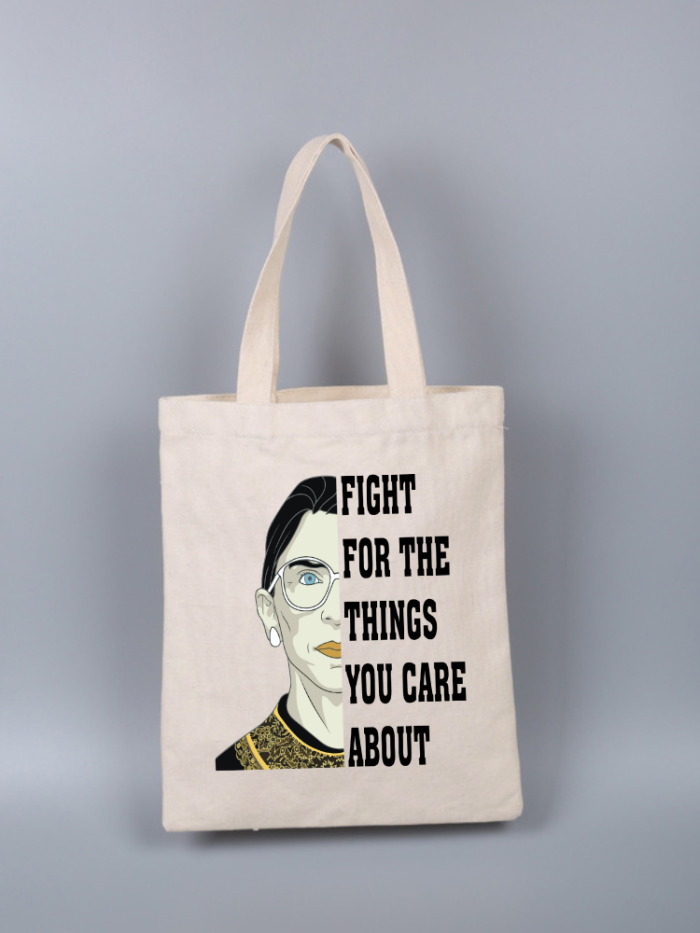 Eco-friendly Canvas Bag With Letter Print Fight For the Things You Care About, Big Size 40CM-36CM