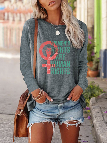 Women Right Are Human Right Shirt For Women, Feminist Shirt Women, Crew Neck Long Sleeve Shirt