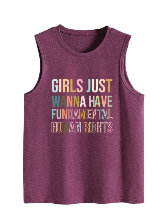 Girls Just Wanna Have fundamental Human Rights, Pro Choice Feminist Tee, Tank Shirt for Girl