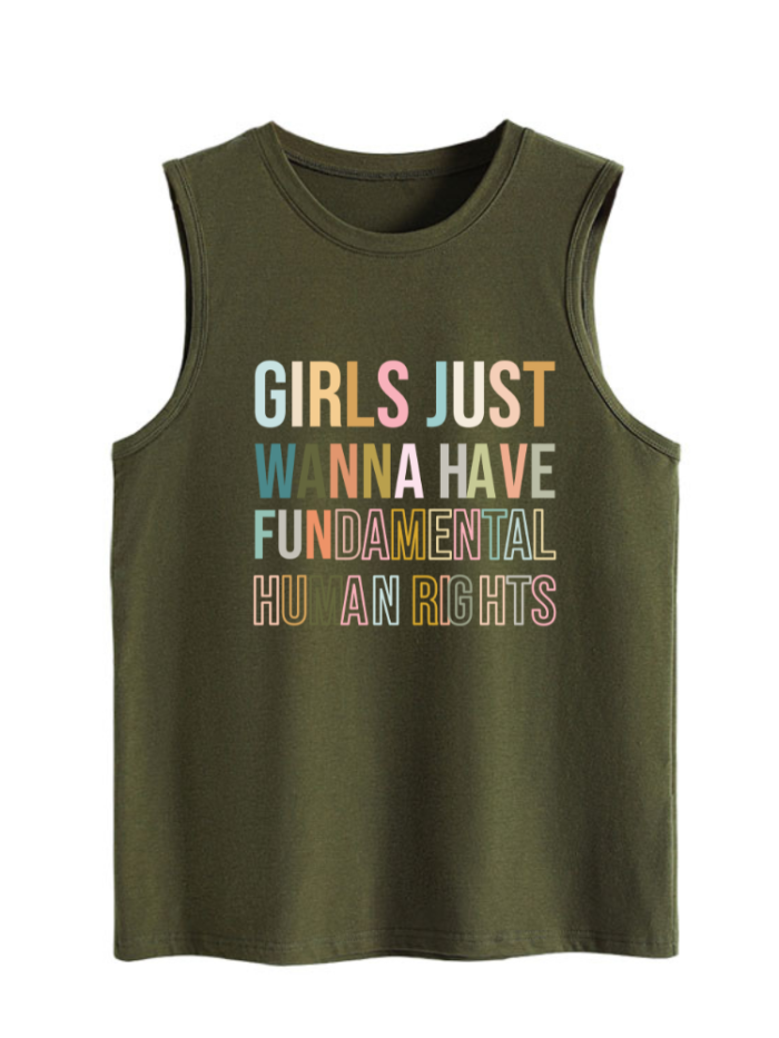 Girls Just Wanna Have fundamental Human Rights, Pro Choice Feminist Tee, Tank Shirt for Girl