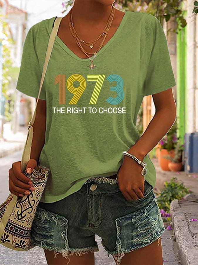 Women's 1973 The Right To Choose Print Casual T-Shirt