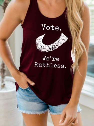Vote We'Re Ruthless Shirt Rbg T-Shirt Cotton-Blend 10 Colors For Girl/Women Sleeveless Women's Rights Tank Shirt for Girl