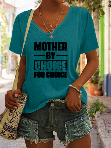 Mother By Choice For Choice, Pro Choice Tank For Girl & Women, V Neck Relaxed Fit Ruffle Sleeve T Shirt For Women