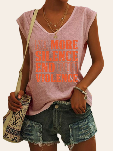 No More Silence End Gun Violence V Neck Short Sleeve T Shirt