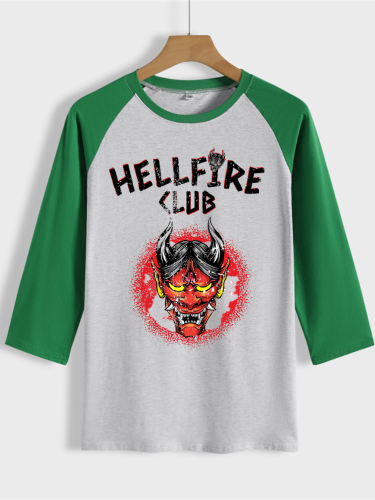 HellFire Club Unisex Shirt Skull & Weapons Women 7 Men Raglan 7-Sleeve Shirt