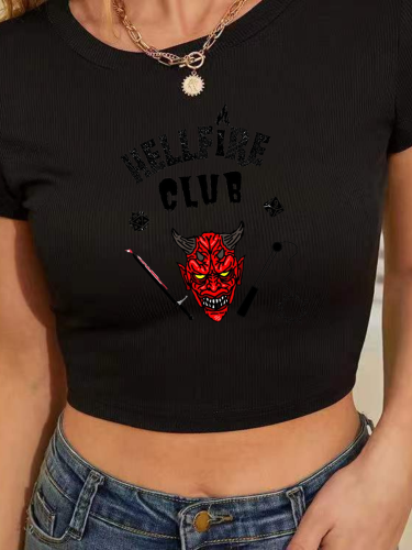 Hellire Club Shirt For Girl Skull & Weapons Cropped T-shirt Shirt for Girl