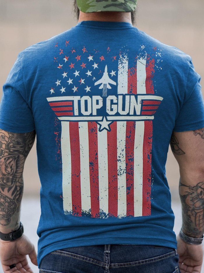 Men's Top Gun Flag Printed T-Shirt