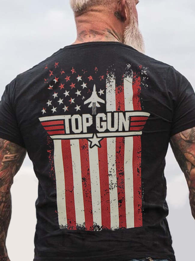 Men's Top Gun Flag Printed T-Shirt