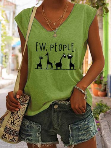 Ew People Giraffe Print Women Slogan T-Shirt