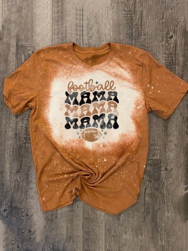 Women's Football Mama Stars Bleach Print T-Shirt