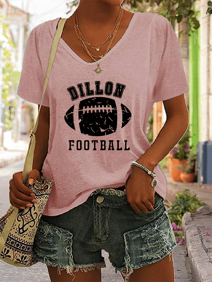 Women's V-Neck DILLON FOOTBALL Print V-Neck Sleeveless T-Shirt
