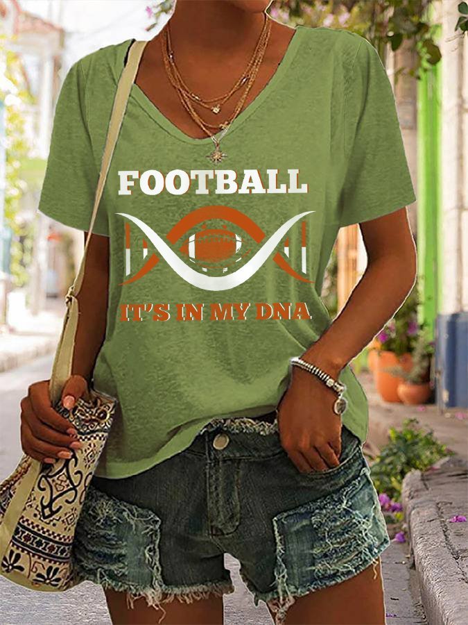 Women's Football Lover Casual V-Neck Tee