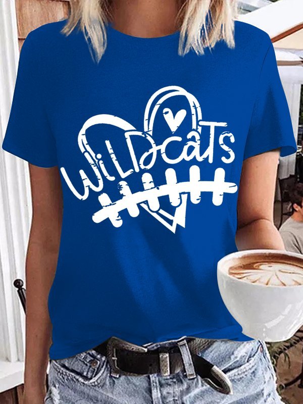 Women's Wildcants Football Heart Print T-Shirt