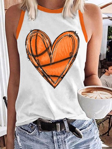 Women's Heart Basketball Print Vest