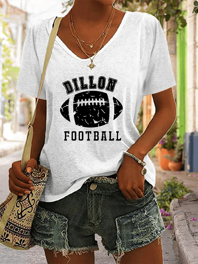 Women's V-Neck DILLON FOOTBALL Print V-Neck Sleeveless T-Shirt