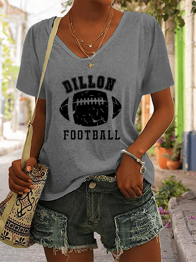Women's V-Neck DILLON FOOTBALL Print V-Neck Sleeveless T-Shirt