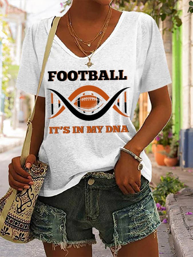 Women's Football Lover Casual V-Neck Tee