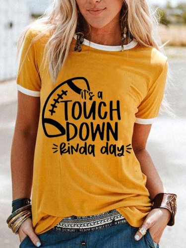 Women's Touchdown Kinda Day Letter Printed T-Shirt