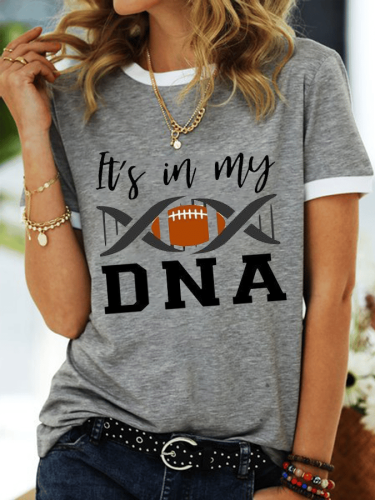 Women's Casual IT'S MY DNA Football Printed T-shirt