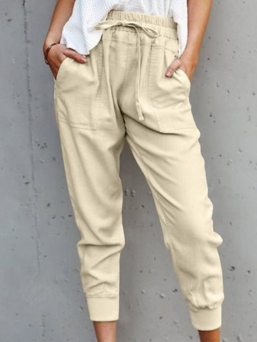 Women's Pants Solid Simple Lace-Up Slim Fit Casual Pants