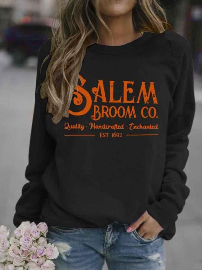 Women's Halloween Salem Broom Co Sweatshirt
