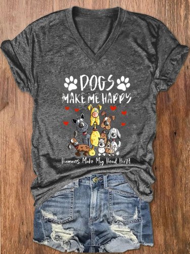 Women's Dogs Make Me Happy Graphic T-shirt