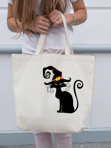 Halloween Cat Graphic Shopping Totes